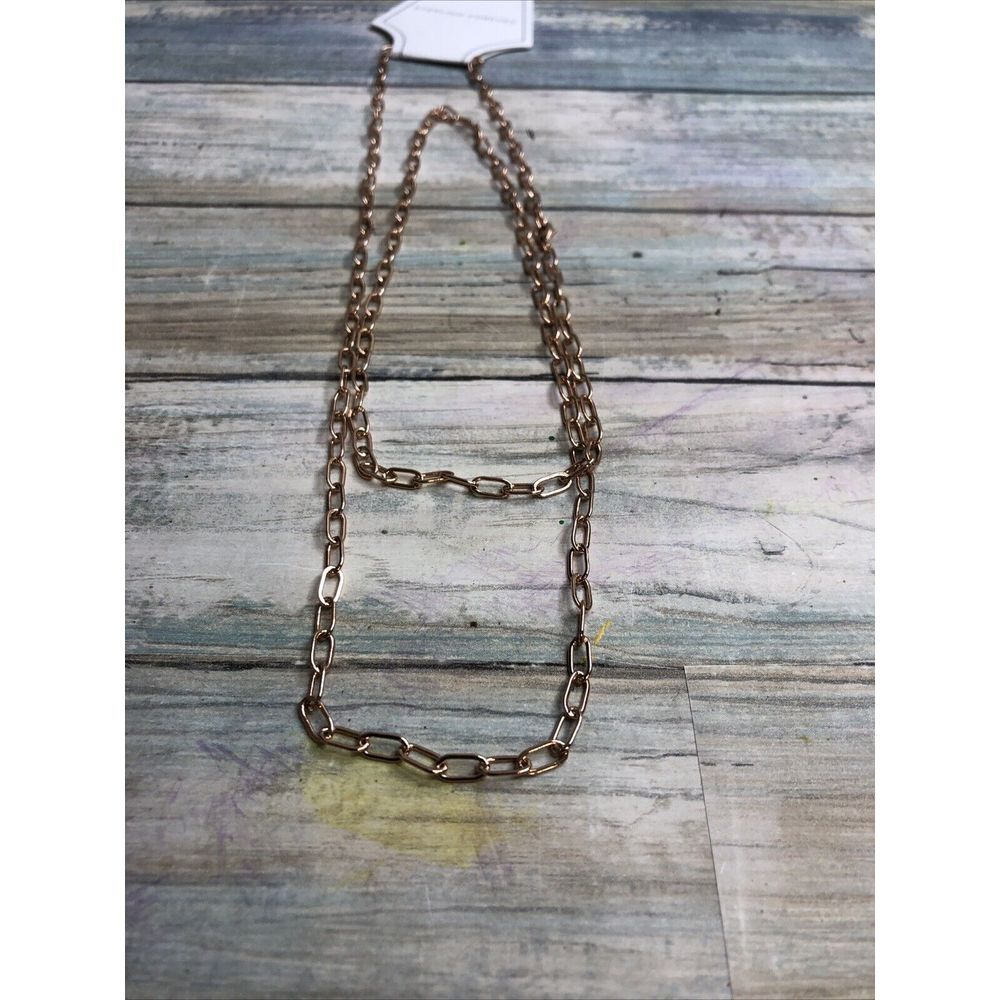 Rose Gold Plated Paper clip 34" Chain NWOT Long Necklace